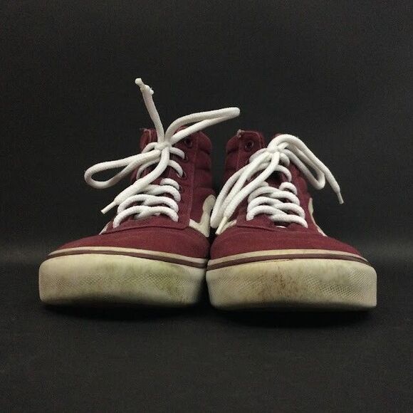 Vans Off The Wall-Womens Sz 8.5-Burgundy Red Suede/Canvas-Mid Skate Shoe- 500714 - Picture 2 of 8